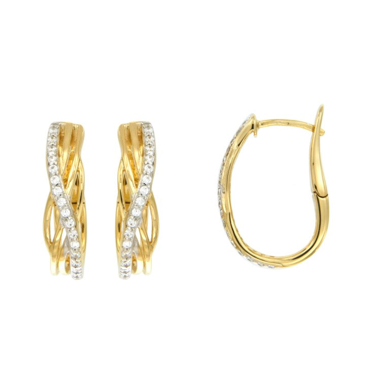 Créoles femme argent doré entrelacé zirconia