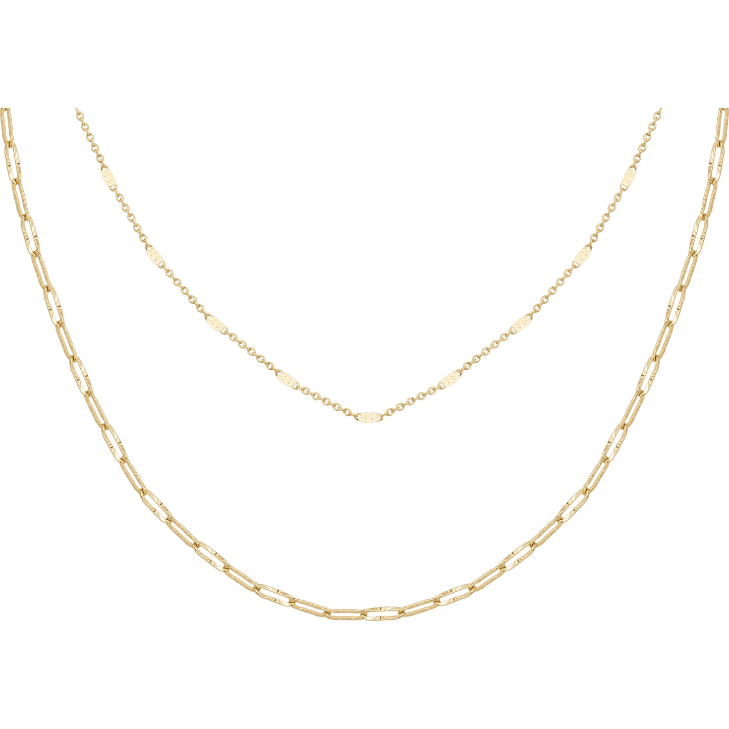 Collier femme acier doré double rang chaîne maille