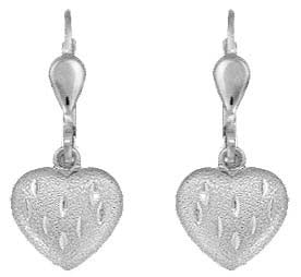Boucles d'oreilles enfant argent rhodié pendantes cœur