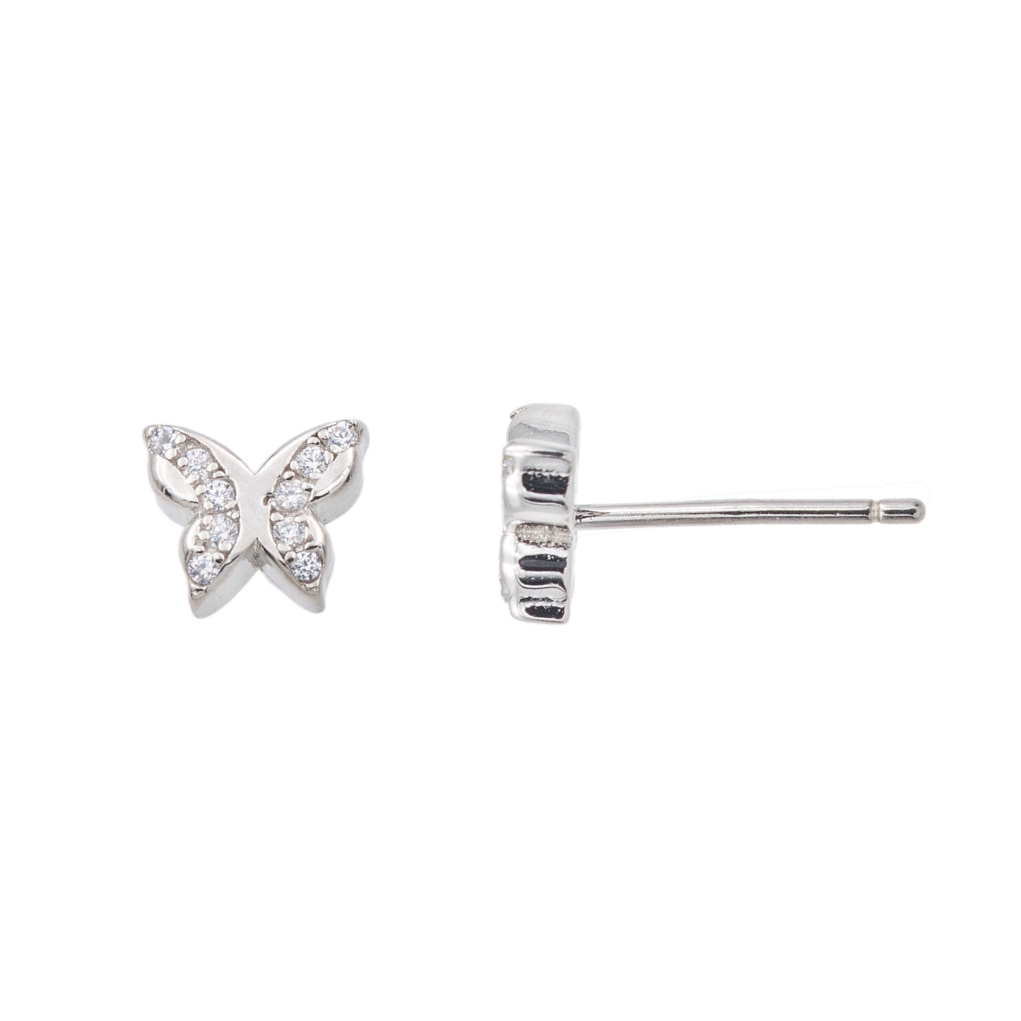 Clou d'oreille enfant argent 925 rhodié papillon zirconia