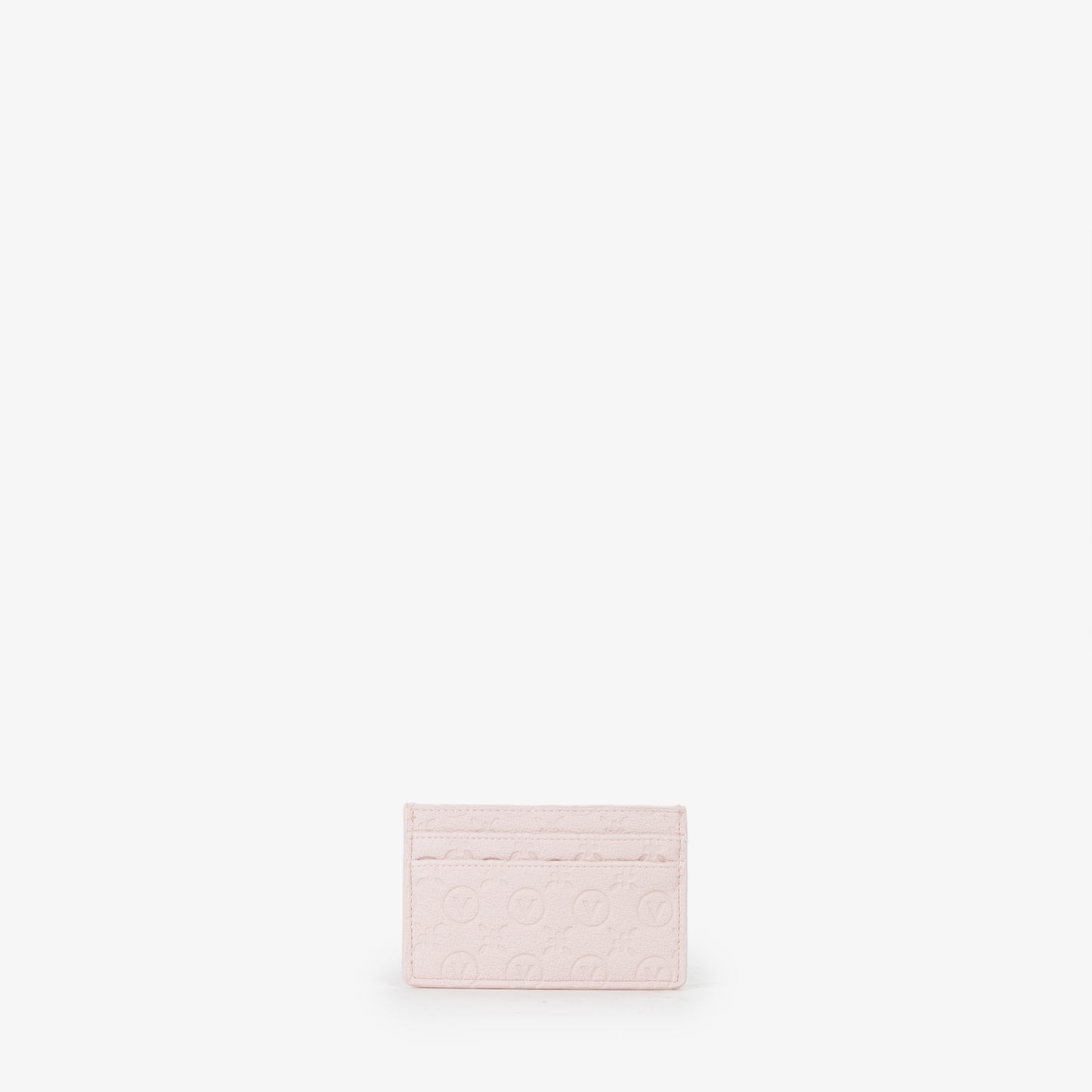 Porte-carte femme cuir embossé rose poudré monogramme