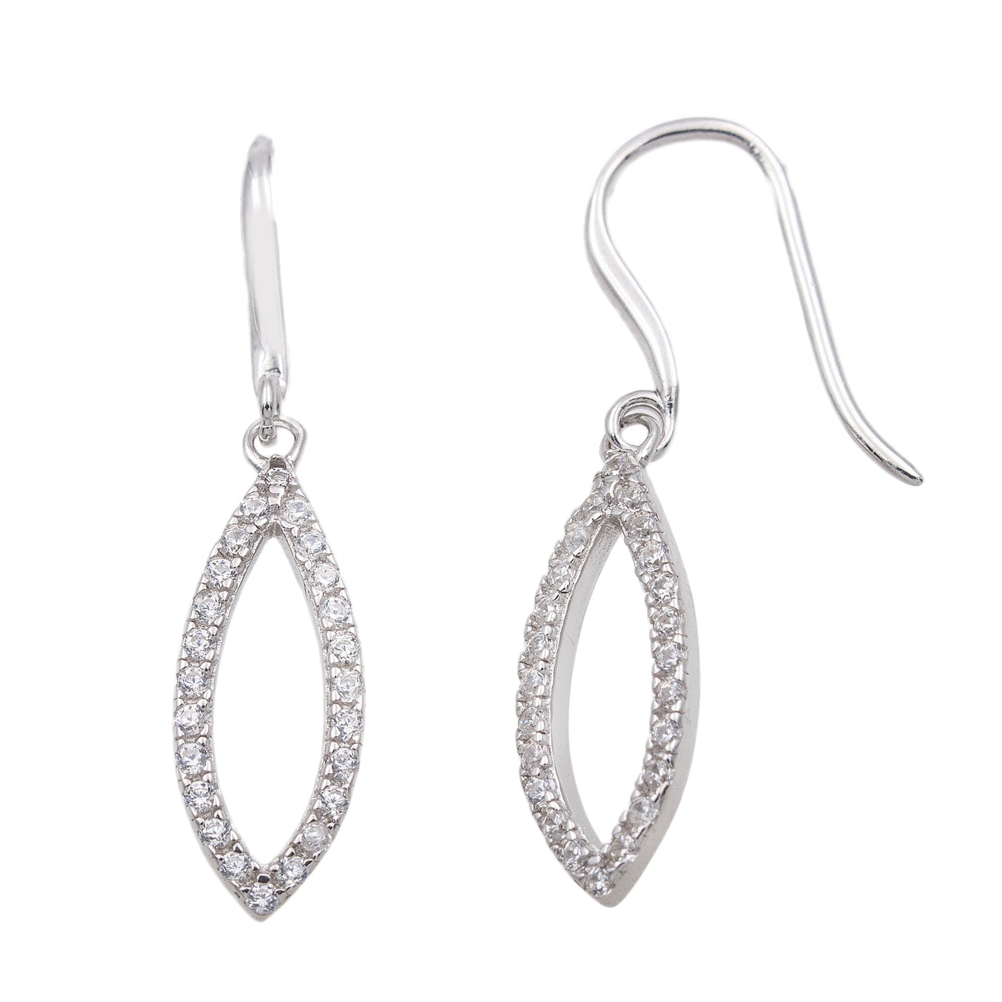 Boucles d'oreilles femme argent rhodié zirconia marquise