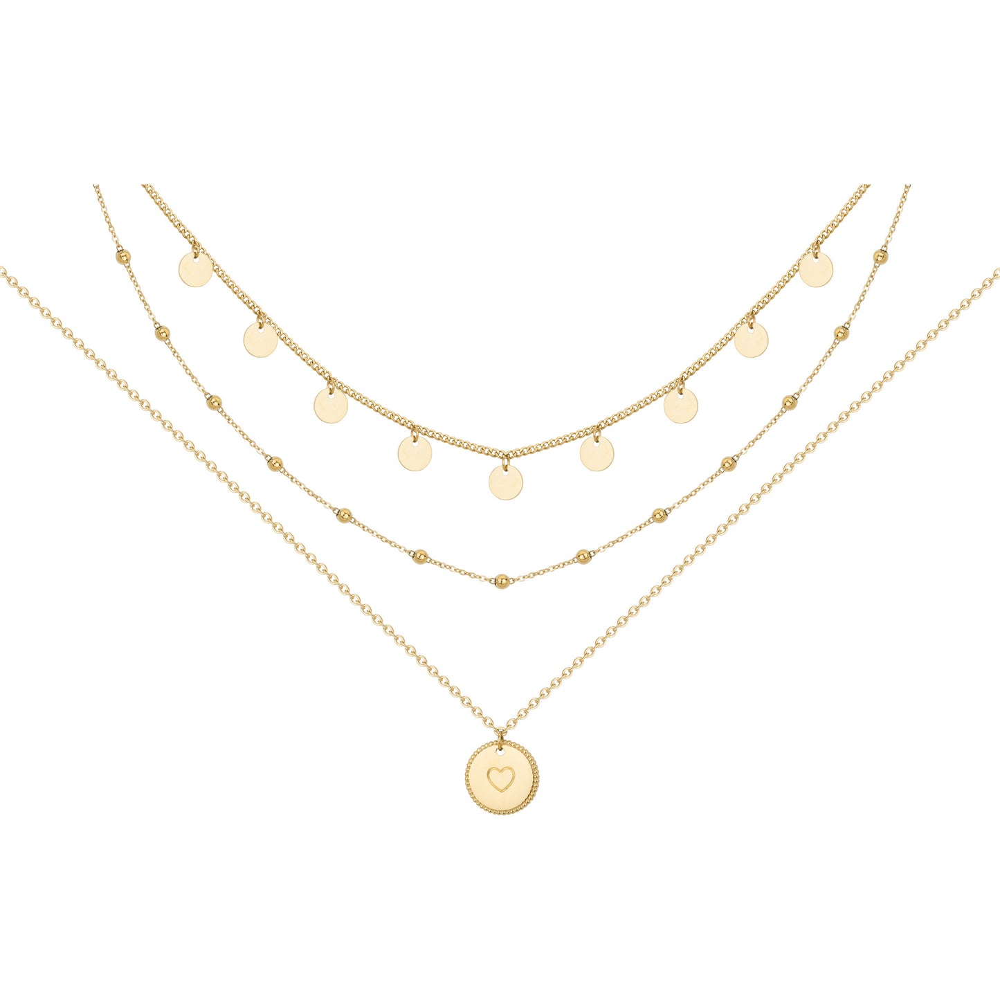 COLLIER - ACIER DORE - COEUR