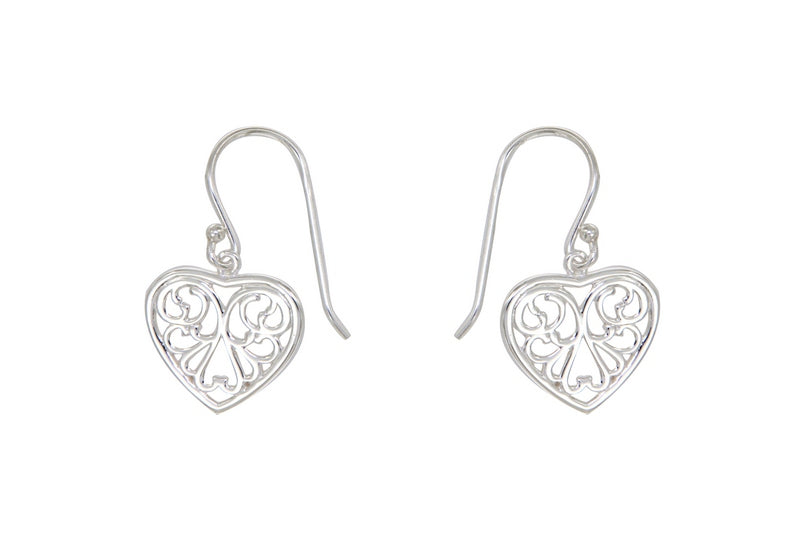 BOUCLES D'OREILLES ARGENT RHODIE - COEUR