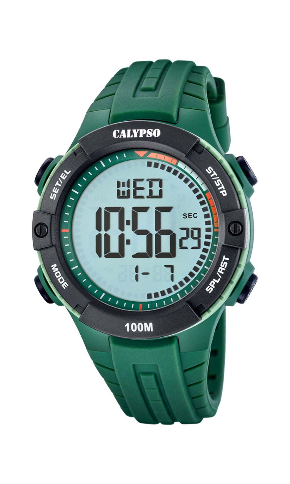 Montre pour homme. Avec un boîtier plastique équipé d’un bracelet de plastique. Les montres visent à captiver par leur look frais et extraverti, avec des couleurs vives et intenses.