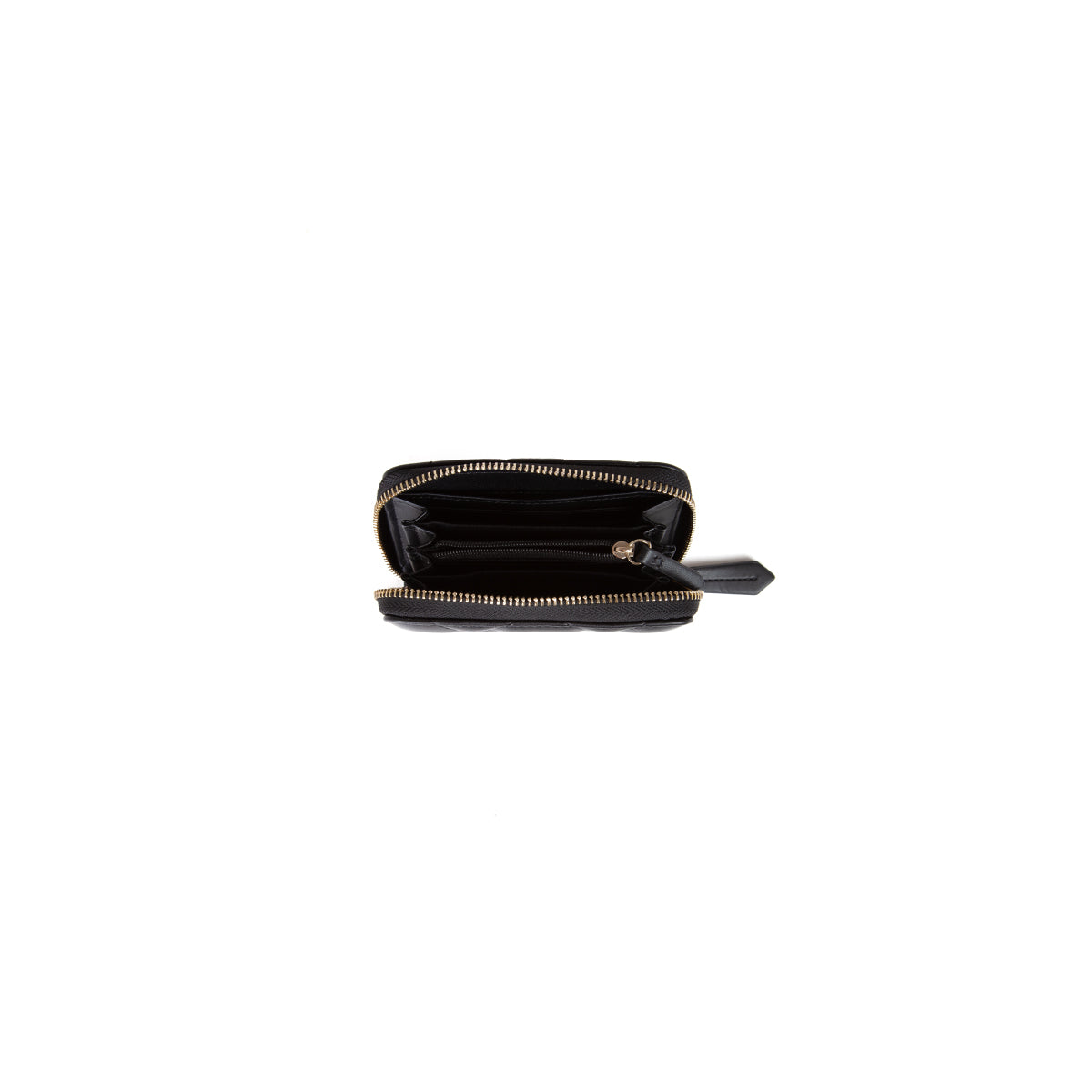 Portemonnaie femme noir matelassé zippé compact