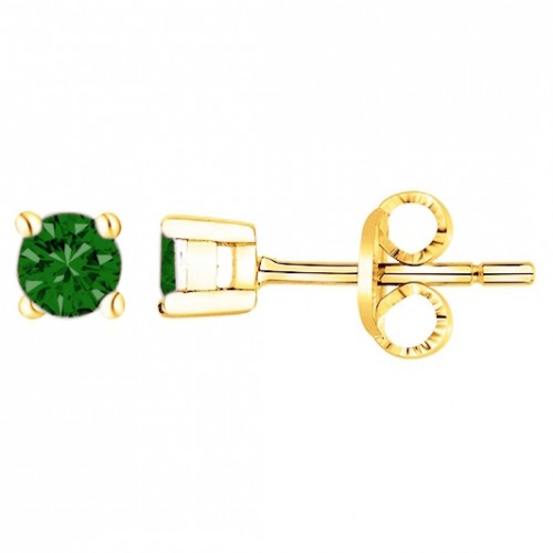Clous d'oreilles femme plaqué or zirconia vert