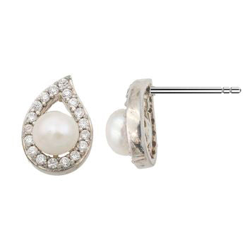 Boucles d'oreilles femme argent 925 perle culture zirkonia