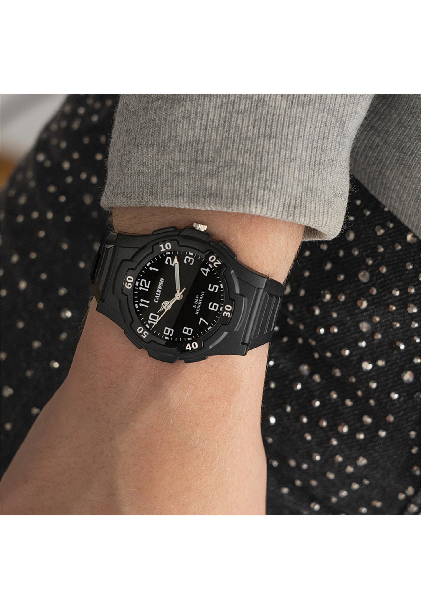 MONTRE NOIR, BRACELET CAOUTCHOUC, HOMME