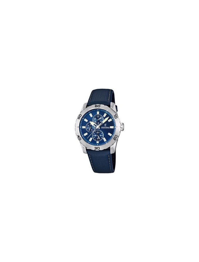 MONTRE BLEU, BRACELET CUIR, HOMME