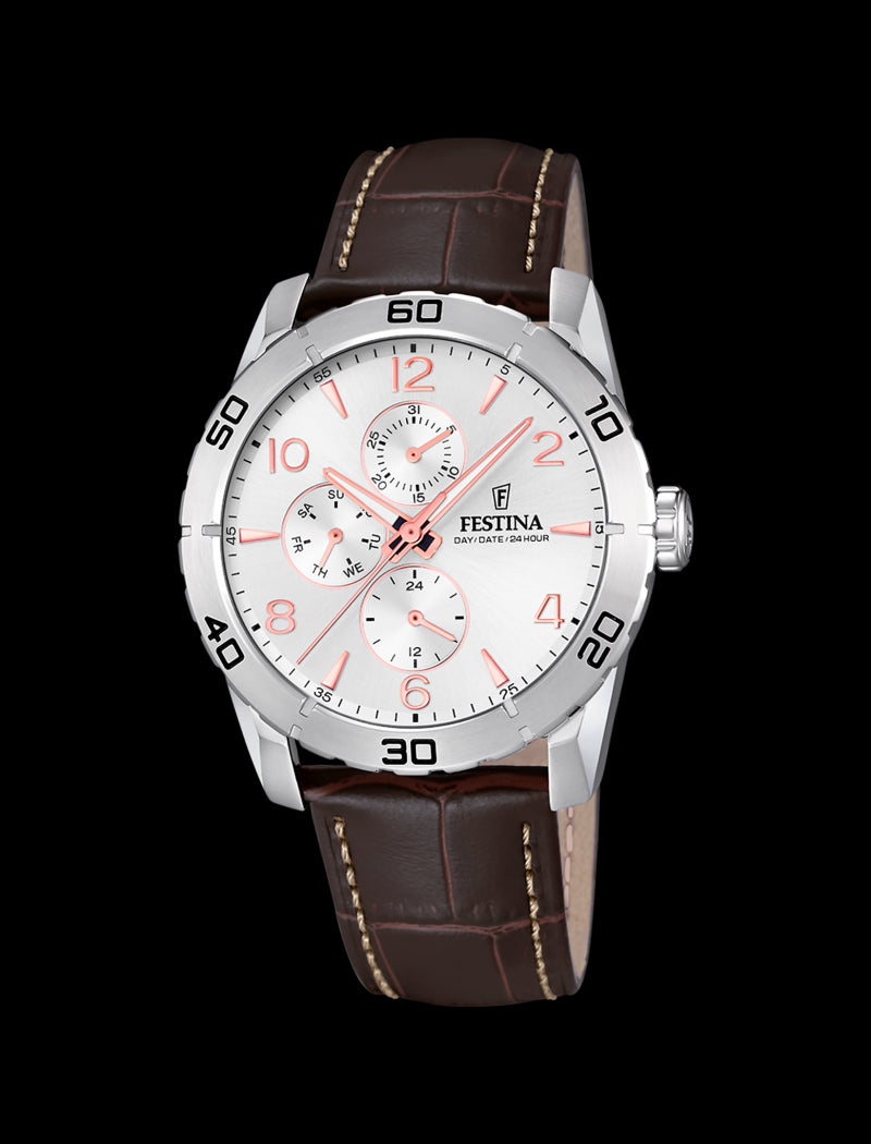 MONTRE GRIS, BRACELET CUIR, HOMME