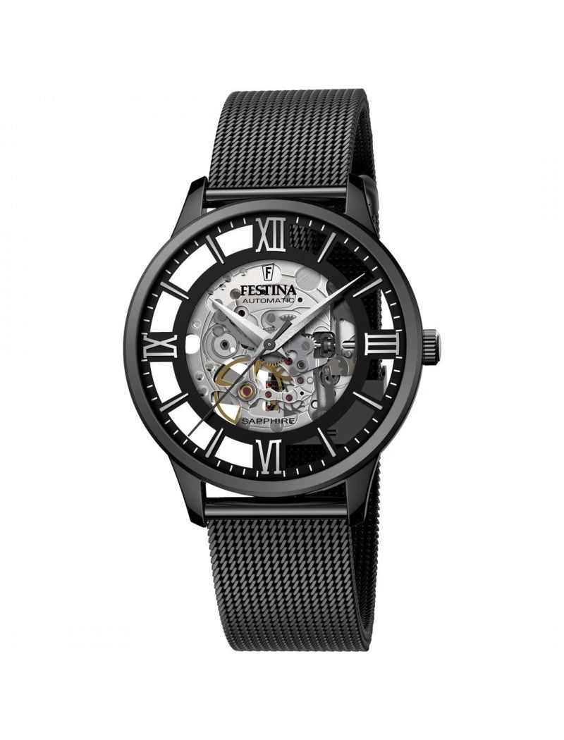 MONTRE FESTINA AUTOMATIQUE SKELETON POUR HOMMES AVEC CADRAN NOIR