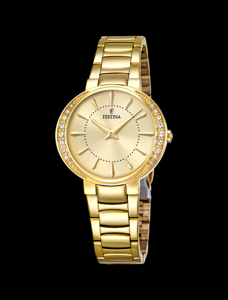 MONTRE BEIGE, BRACELET ACIER INOXYDABLE, FEMME