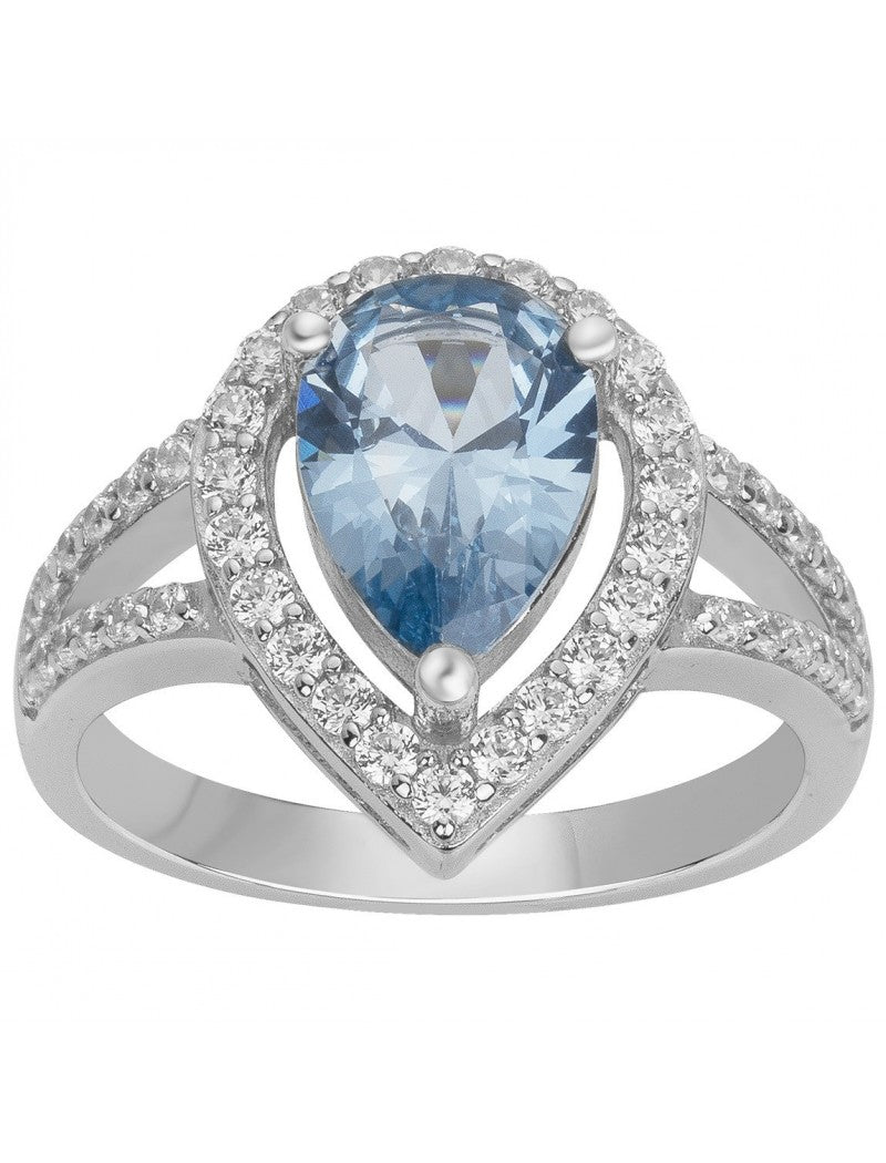 BAGUE ARGENT - ZIRCONIA - TOPAZE SYNTHETIQUE
