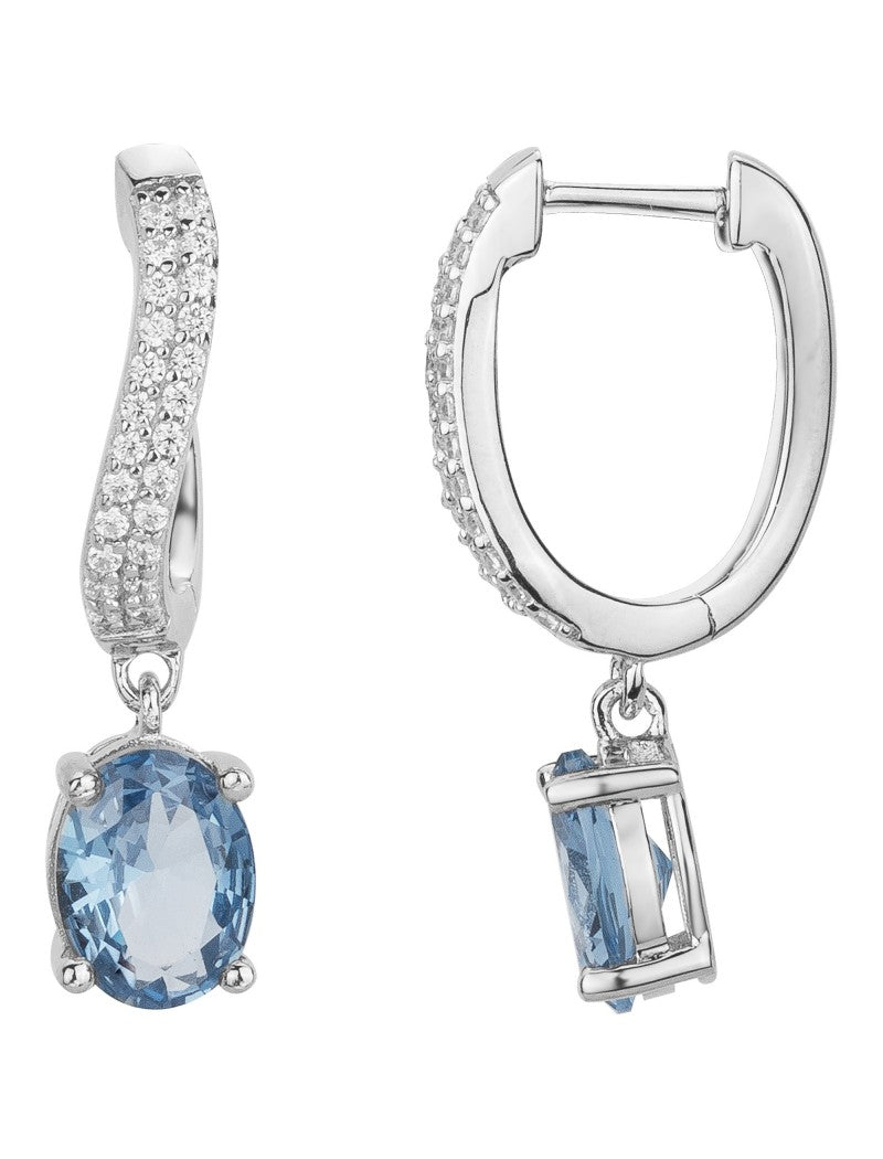 BOUCLES D'OREILLES ARGENT - ZIRCONIA - TOPAZE SYNTHETIQUE