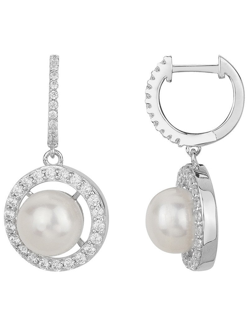 BOUCLES D'OREILLES ARGENT - ZIRCONIA - PERLE SYNTHETIQUE