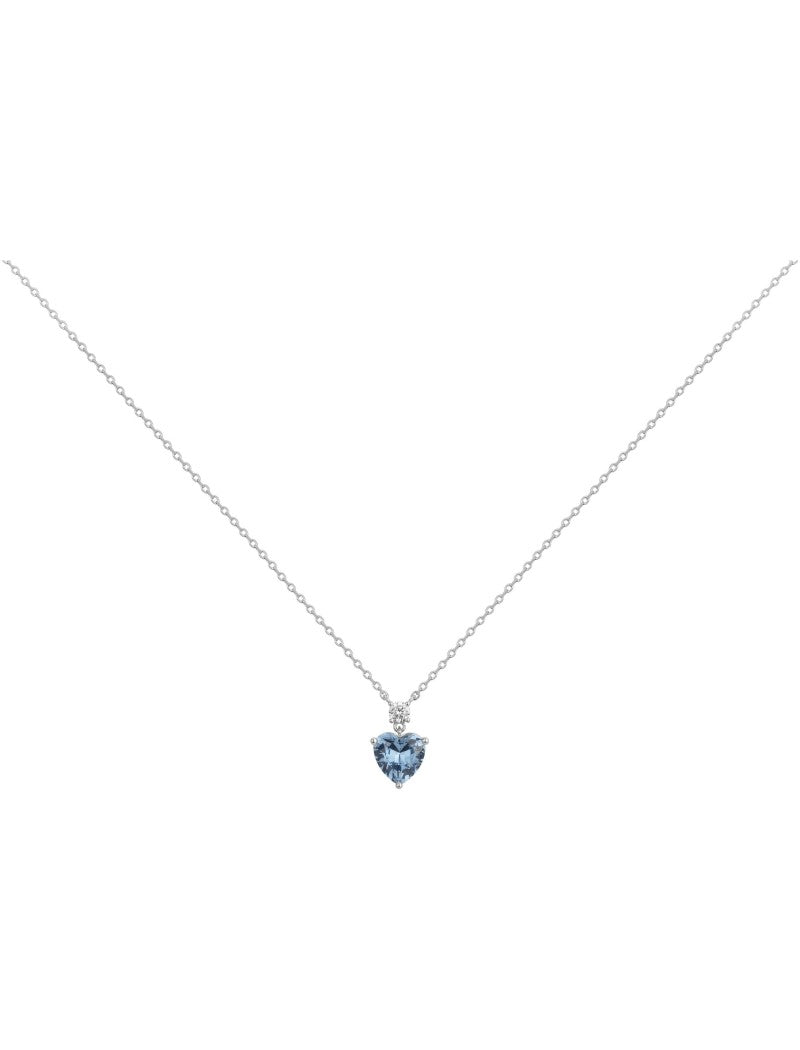 COLLIER ARGENT - ZIRCONIA - TOPAZE SYNTHETIQUE - COEUR