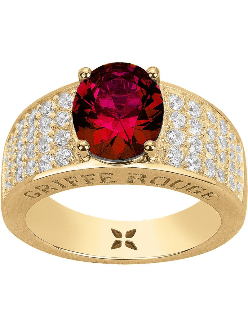 BAGUE PLAQUE - ZIRCONIA - ZIRCONIA ROUGE