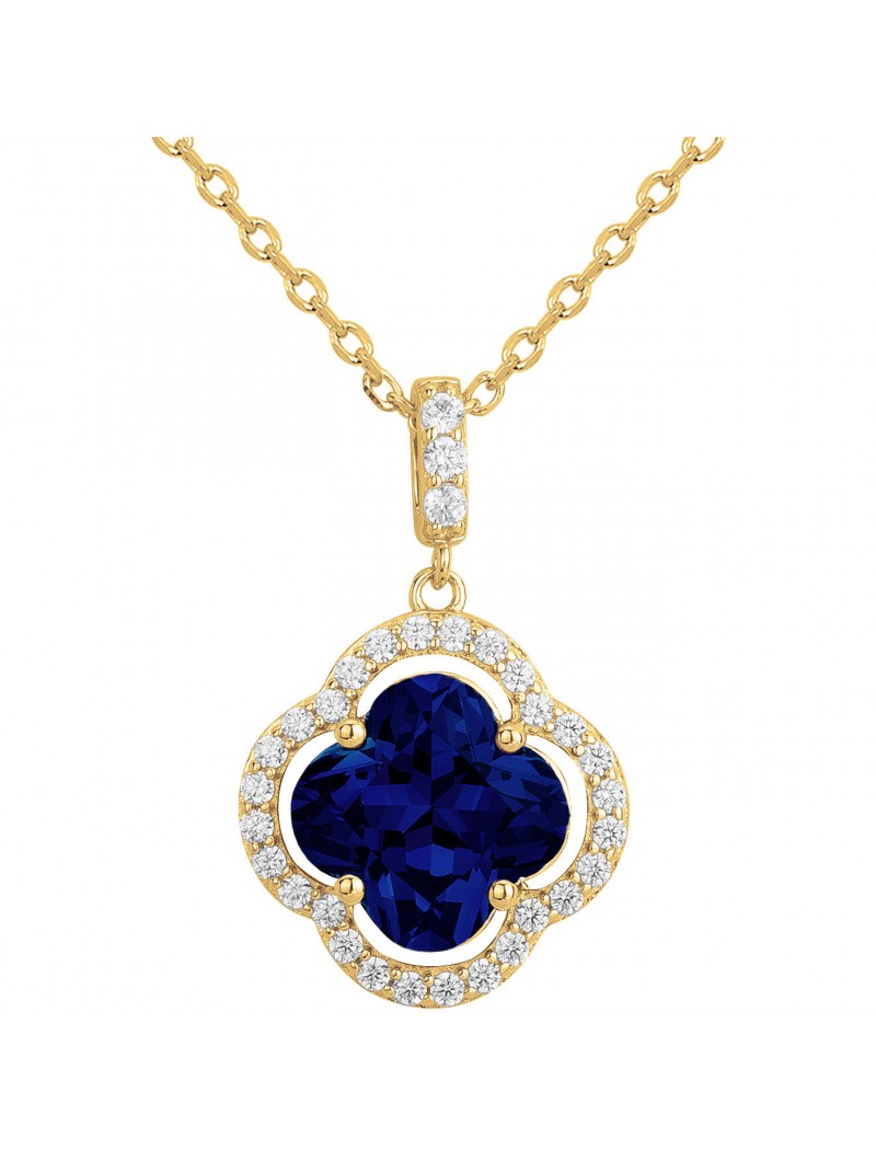 COLLIER PLAQUE - ZIRCONIA - ZIRCONIA BLEU