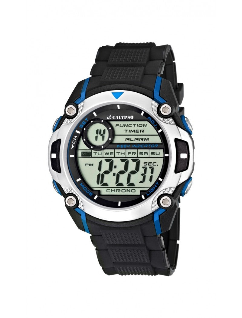 MONTRE NUMÉRIQUE CALYPSO POUR HOMME BRACELET EN CAOUTCHOUC NOIR, HOMME