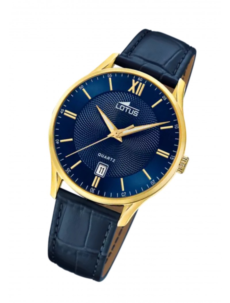 MONTRE LOTUSH BRACELET CUIR BLEU, HOMME