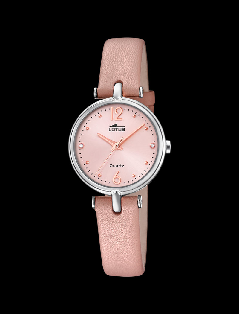 MONTRE LOTUS ROSE, BRACELET CUIR, FEMME