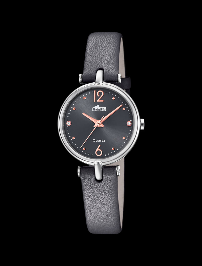MONTRE NOIR, BRACELET CUIR, FEMME