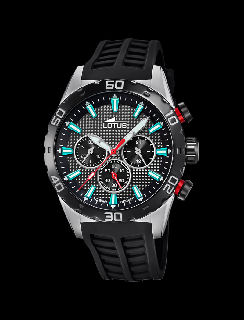 MONTRE COLOR NOIR, BRACELET EN CAOUTCHOUC, HOMME