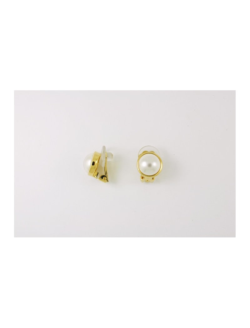 CLIPS LARA AM JAUNE - PERLE BLANCHE - 10 MM