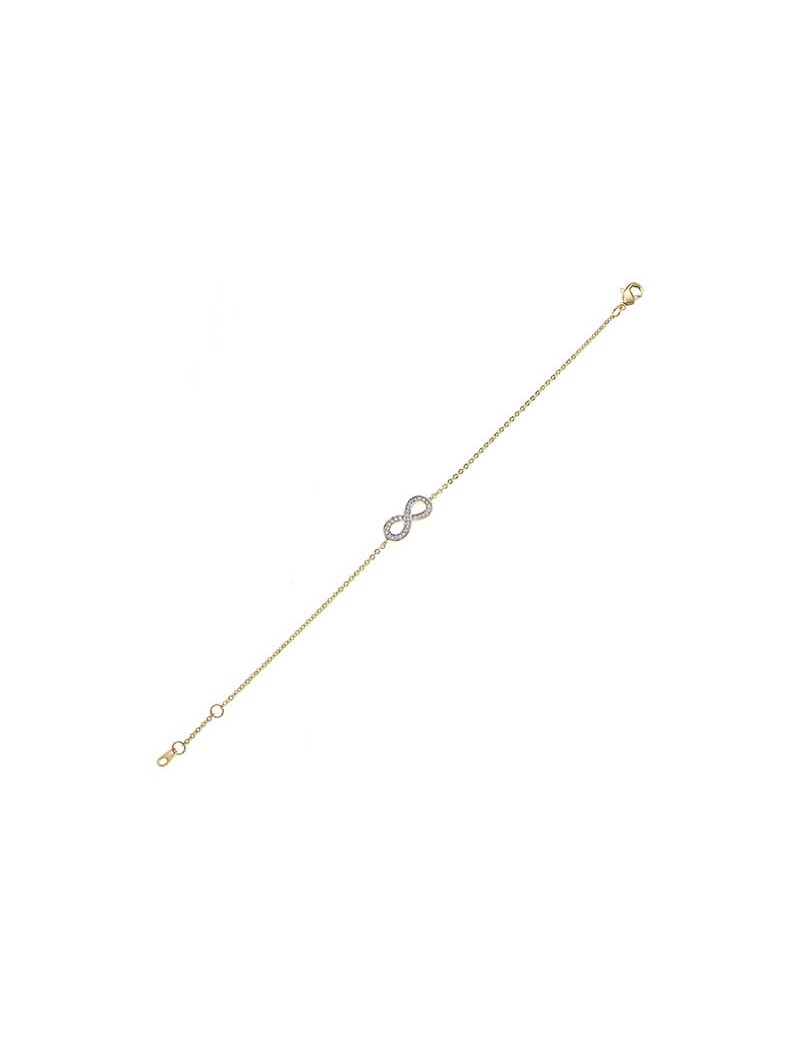 BRACELET Plaqué or - 16+1 - BICOLor - ZIRCONIA - INFINI