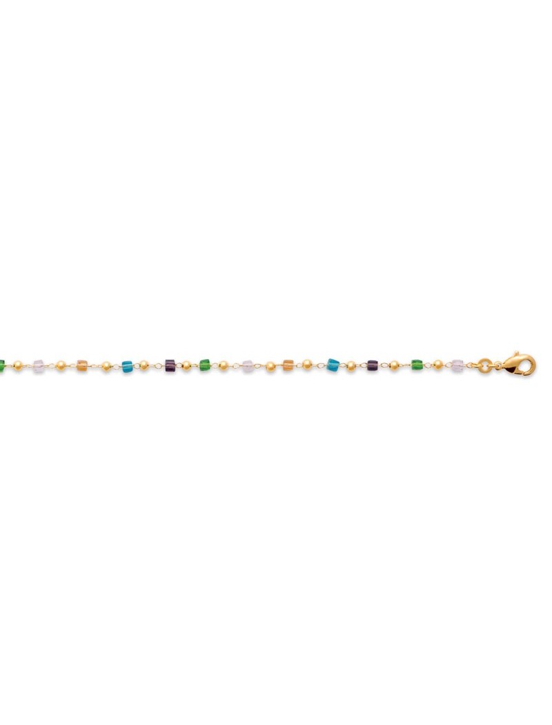 BRACELETPlaqué or- 16+2CM - ZIRCONIA MULTICOLorS