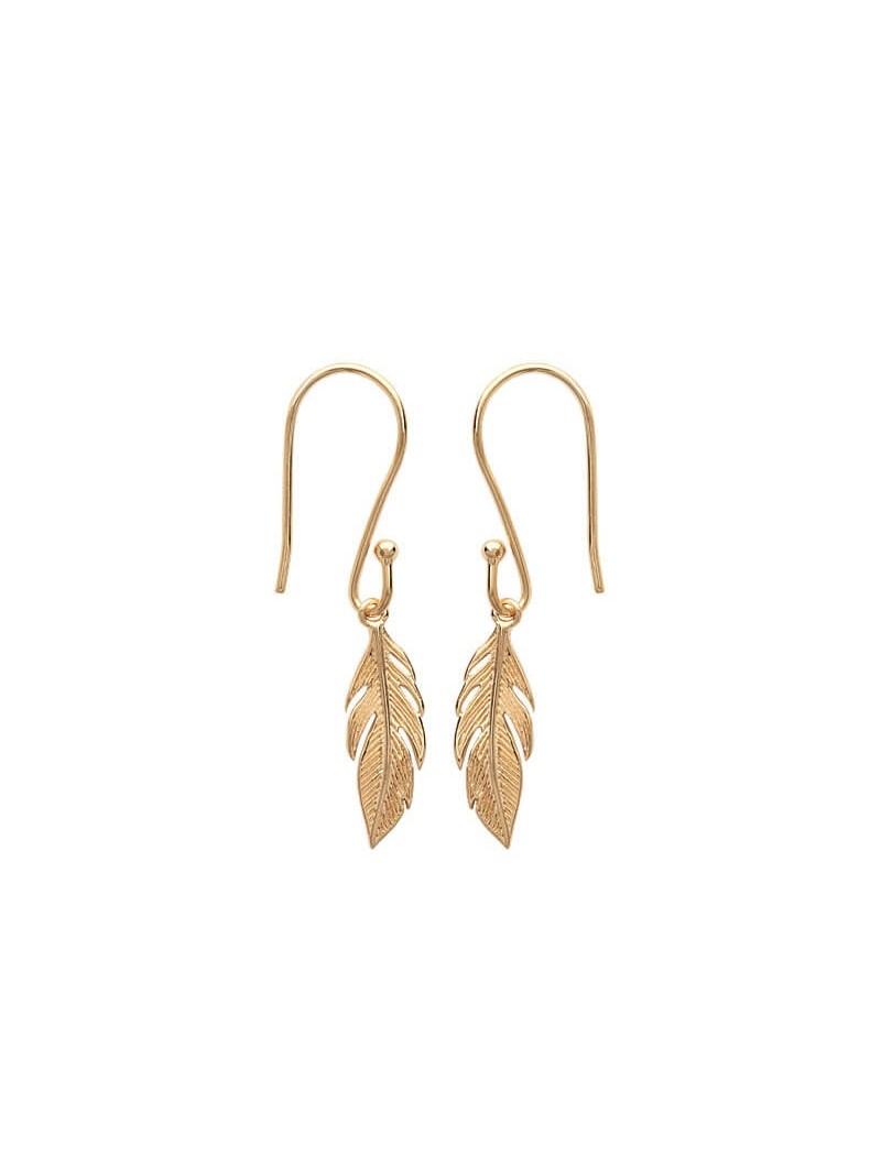 BOUCLES d'orilles Plaqué or - PENDANTES - PLUME