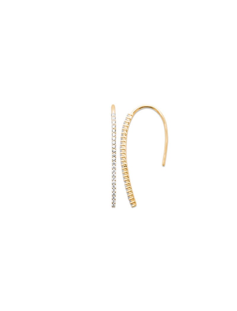 BOUCLE d'orilles Plaqué or - ZIRCONIA - PENDANTE