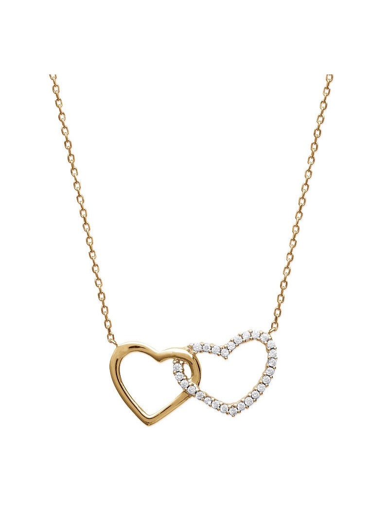 COLLIER Plaqué or - 40+2 - BICOLor - ZIRCONIA - COEUR