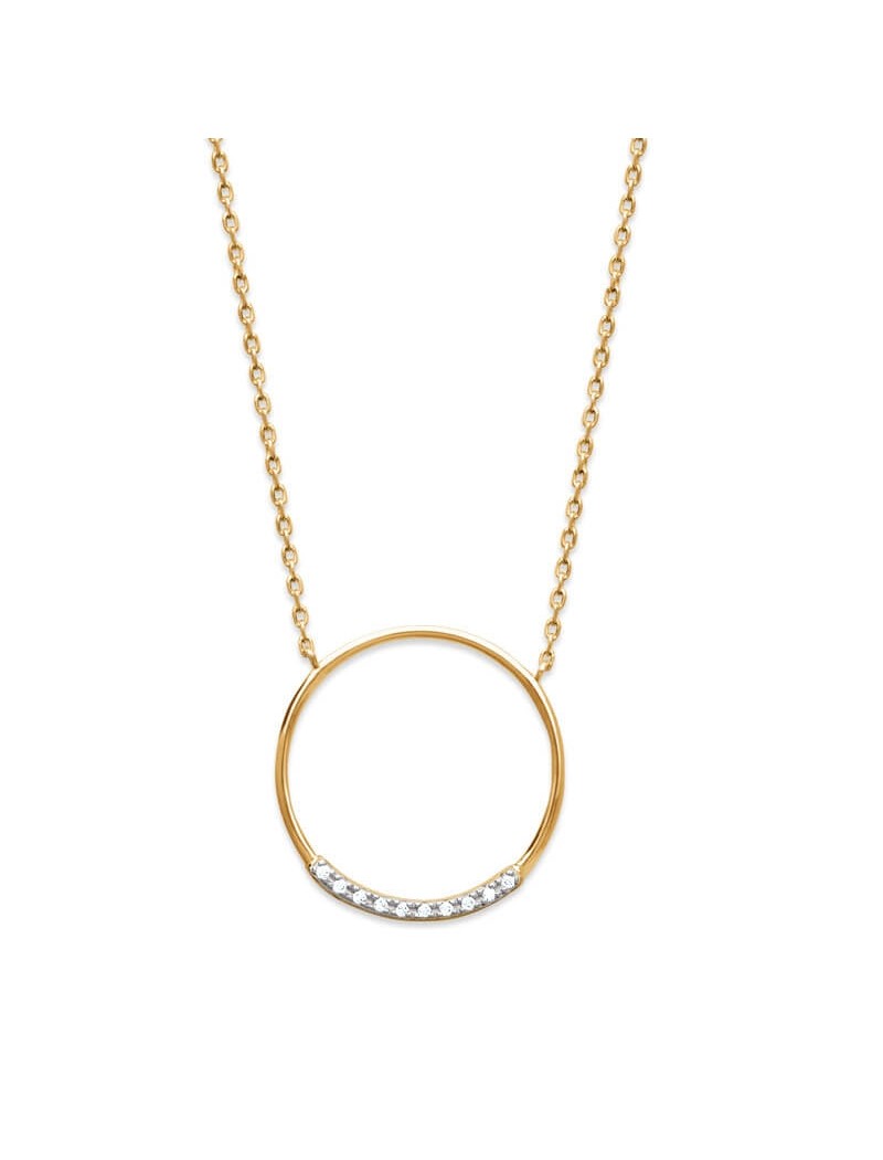 COLLIER Plaqué or - 40+2+3 - BICOLor - ZIRCONIA - ROND