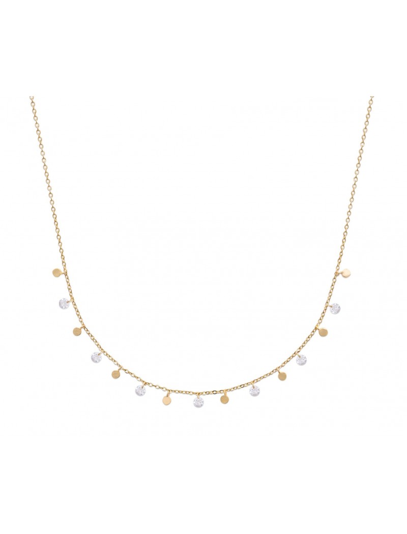 COLLIER Plaqué or - 40+5 - ZIRCONIA