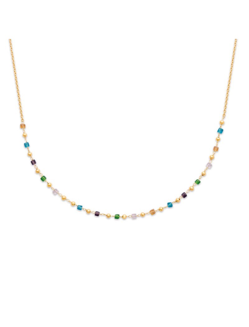 COLLIERPlaqué or- 42+3CM - ZIRCONIA MULTICOLorS