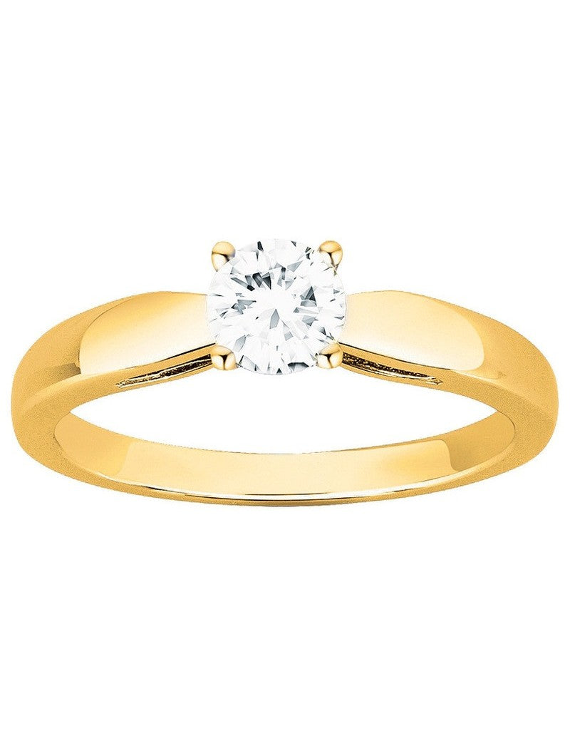 BAGUE PLAQUE OR - ZIRCONIA