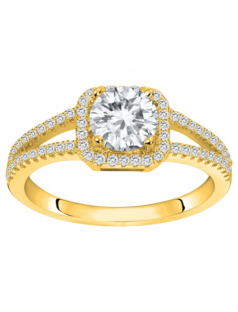 BAGUE PLAQUE OR - ZIRCONIA