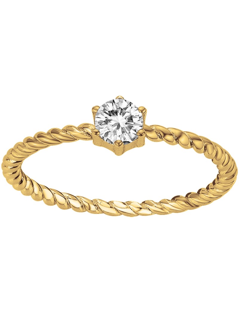 BAGUE PLAQUE OR - ZIRCONIA