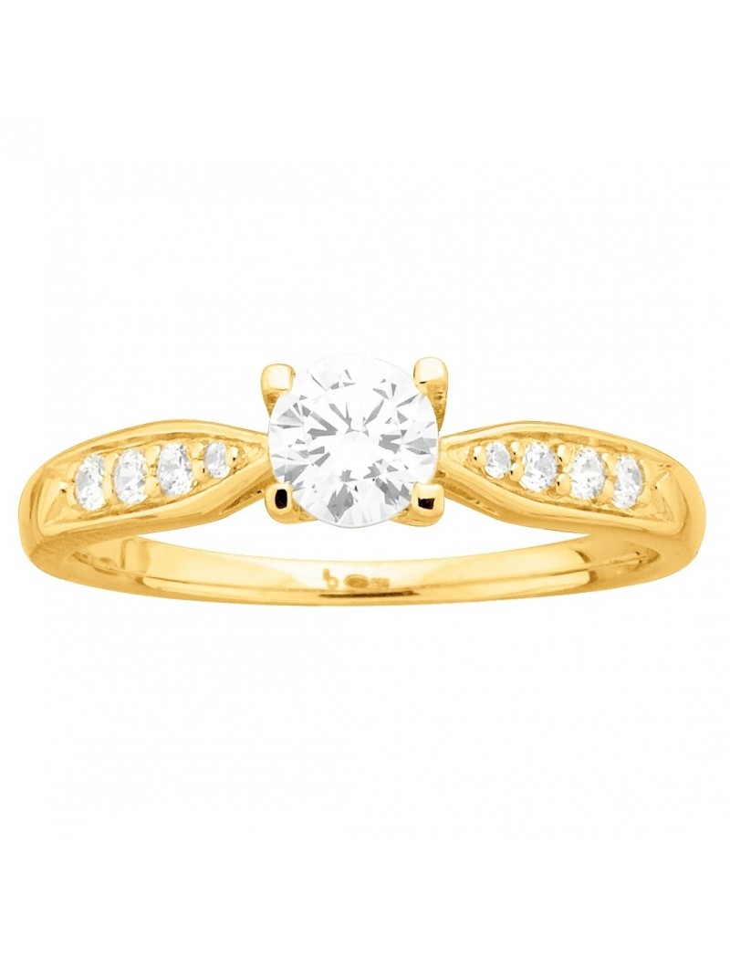 BAGUE PLAQUE OR - ZIRCONIA