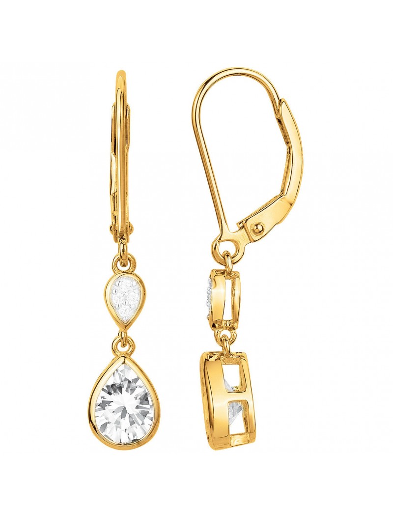 BOUCLES D'OREILLES PLAQUE OR - ZIRCONIA