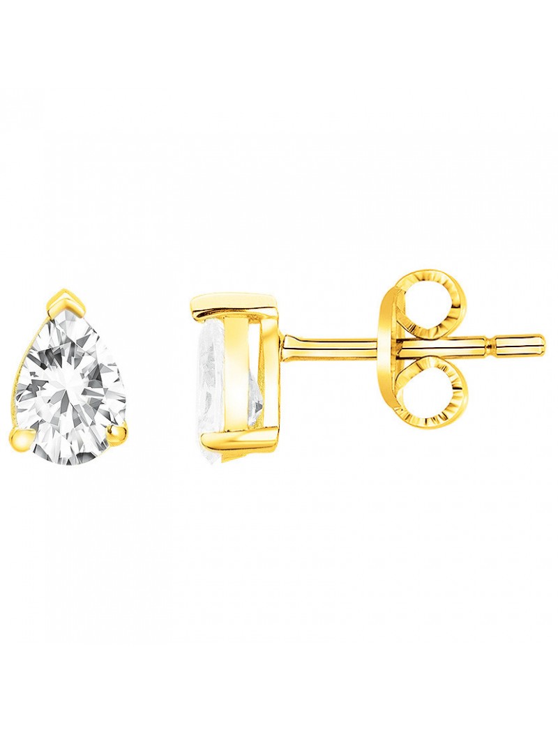 BOUCLES D'OREILLES PLAQUE OR - ZIRCONIA