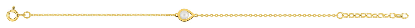 BRACELET Plaqué or - PERLE DE CULTURE D'EAU DOUCE - 16+3 CM