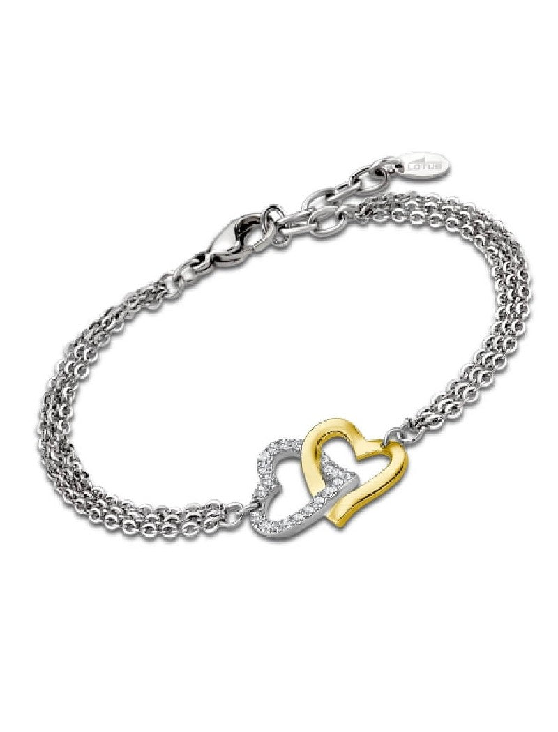 BRACELET COEUR STYLE LOTUS ACIER INOXYDABLE L, FEMME