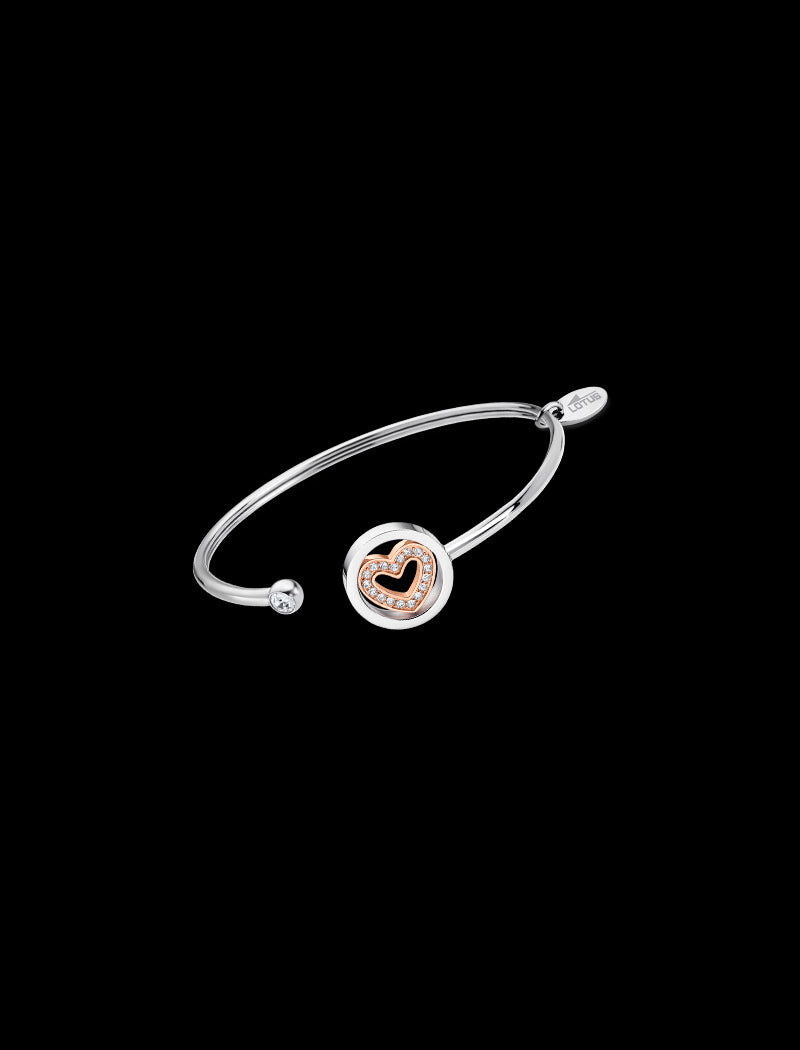 BRACELET COEUR STYLE LOTUS ACIER INOXYDABLE L, FEMME