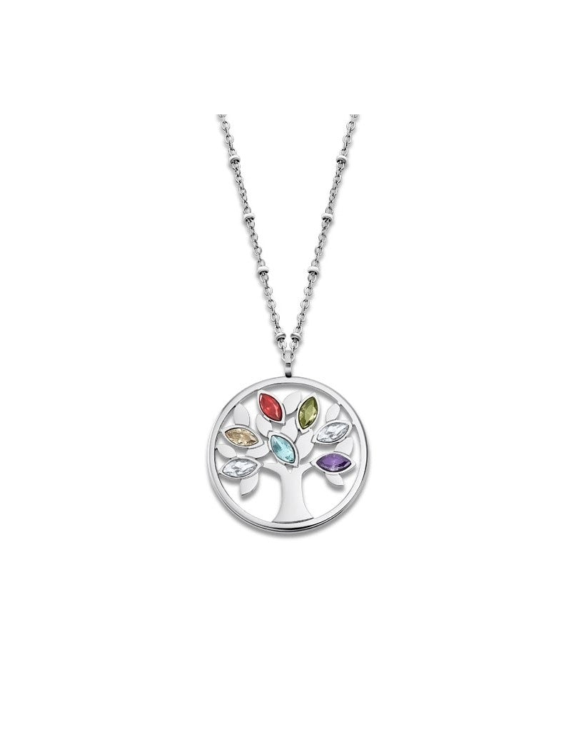 COLLIER ARBRE DE VIE LOTUS STYLE ACIER INOXYDABLE L, FEMME