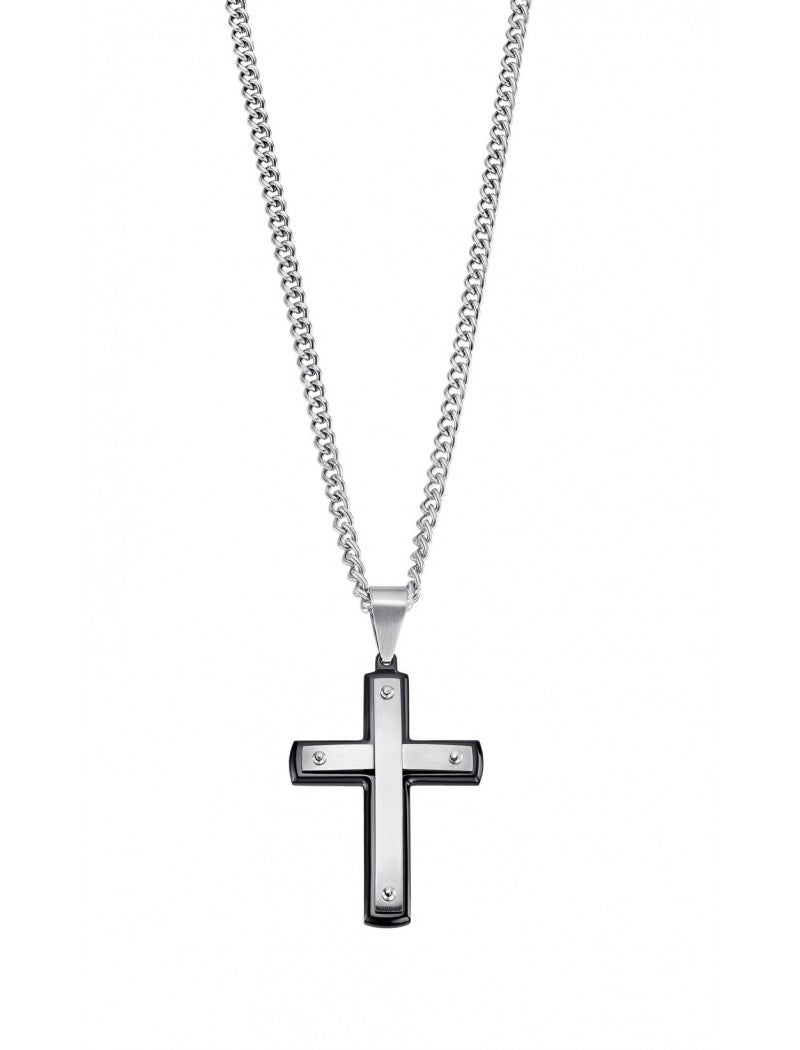 COLLIER HOMME STYLE LOTUS EN NOIR ACIER INOXYDABLE L, HOMME