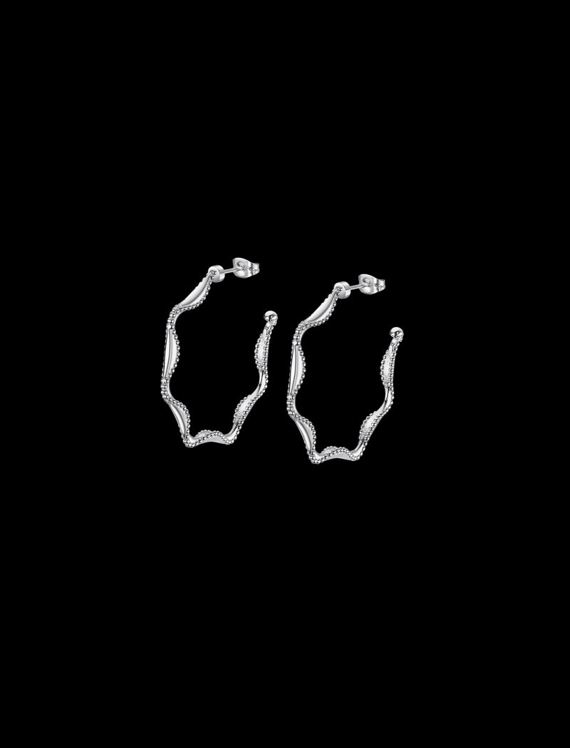 BOUCLES-DOREILLES LOTUS STYLE ACIER INOXYDABLE, FEMME