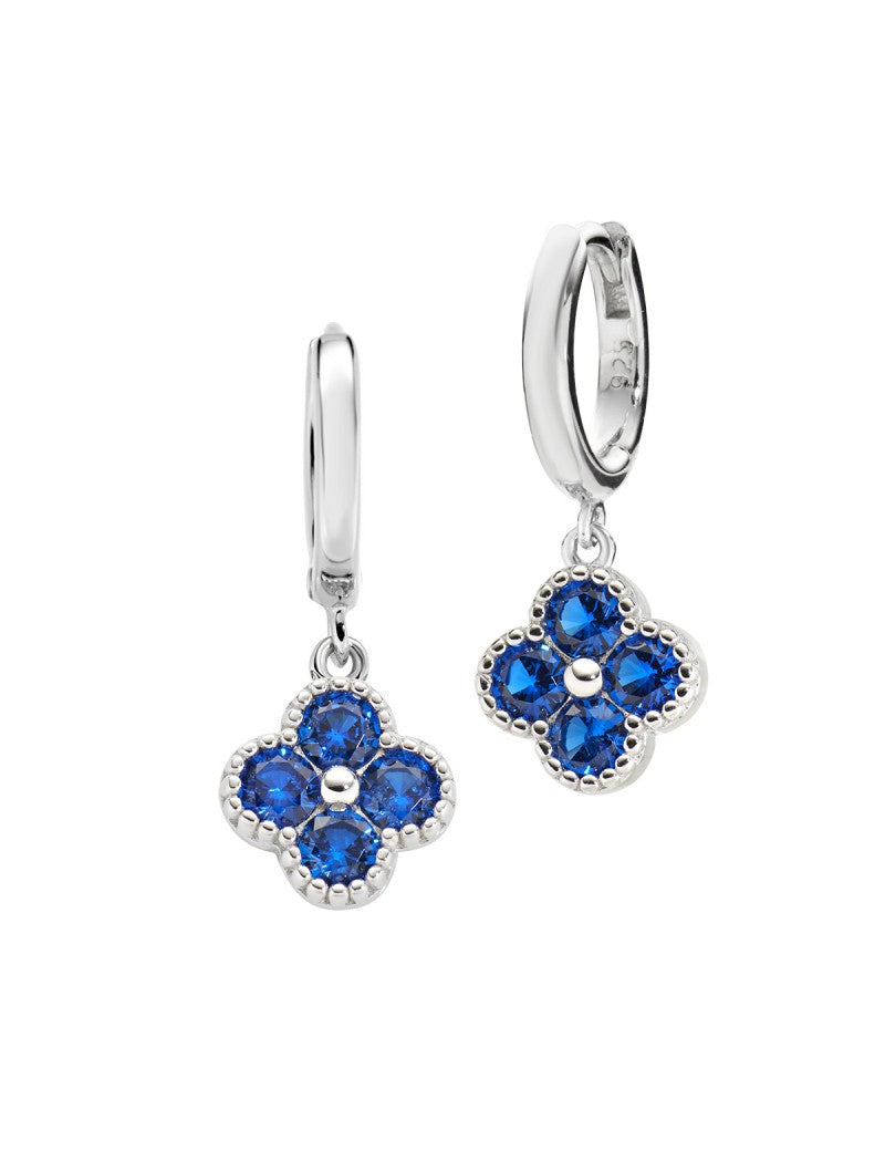 Boucles d'oreilles en argent sterling avec zircone bleue - Rhodium